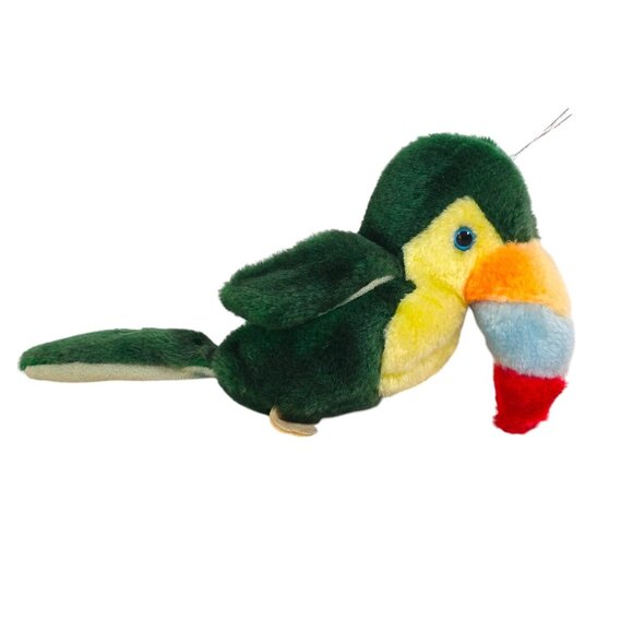 ACME Plush Parrot Stuffed Animal Toy Green Bird Vintage 1983 Hanging Tropical - Picture 2 of 7